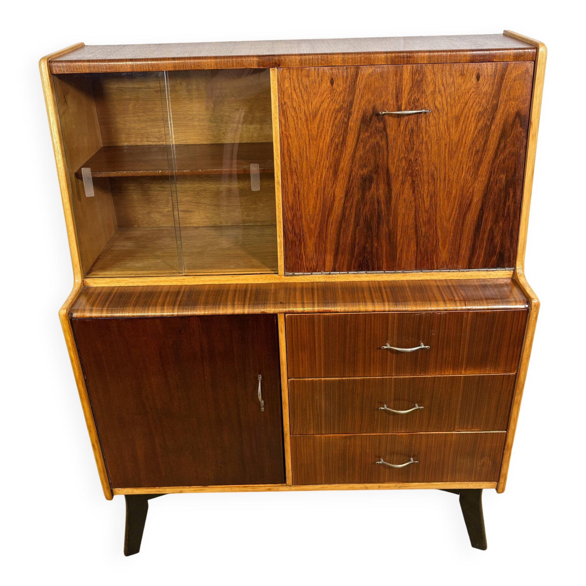 Bureau bibliothèque en teck rétro des années 60 (environ 1960) Un meuble fantastique et polyvalent