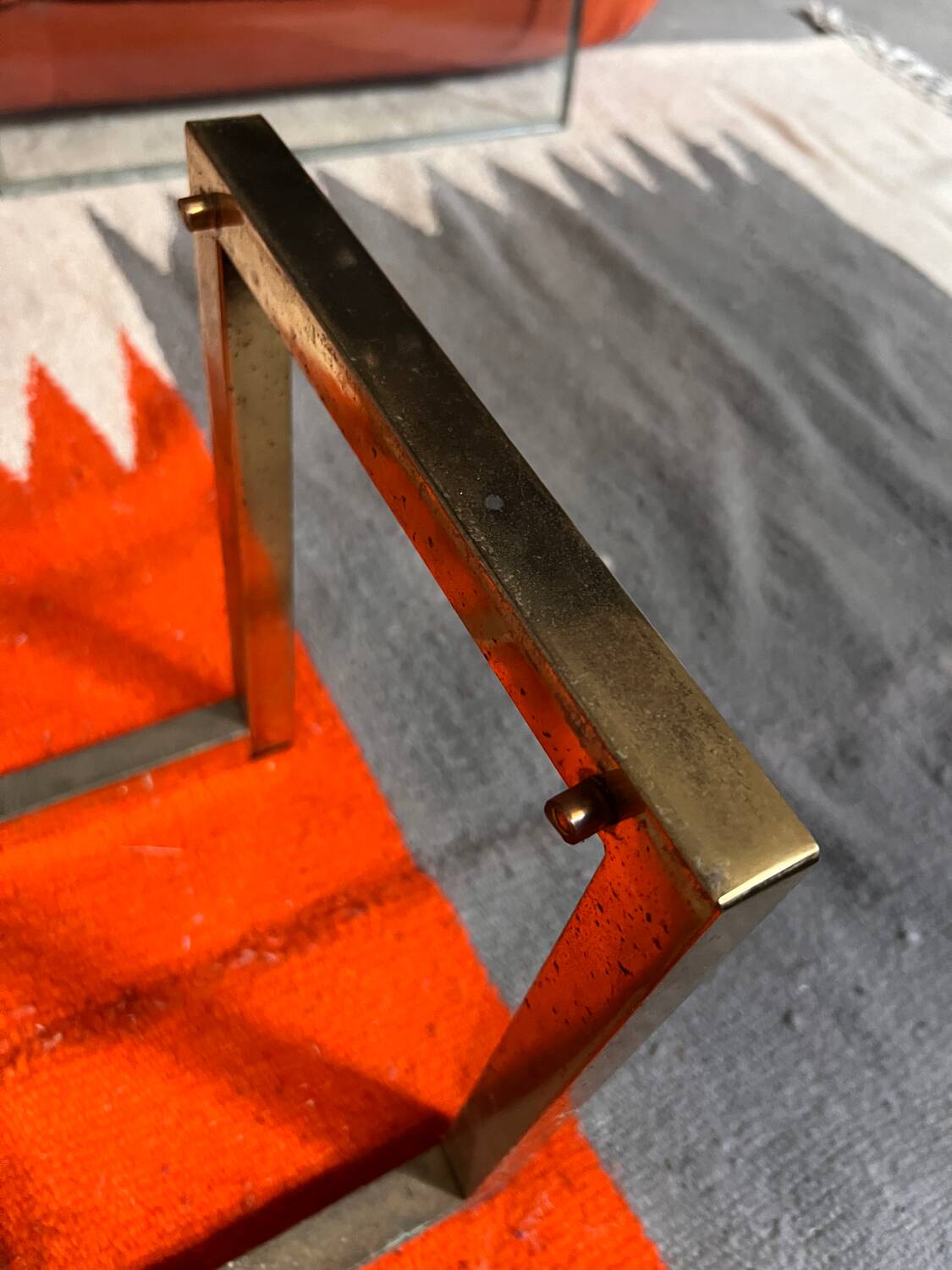 Geometrical regency coffee table in patinated brass, 1970s