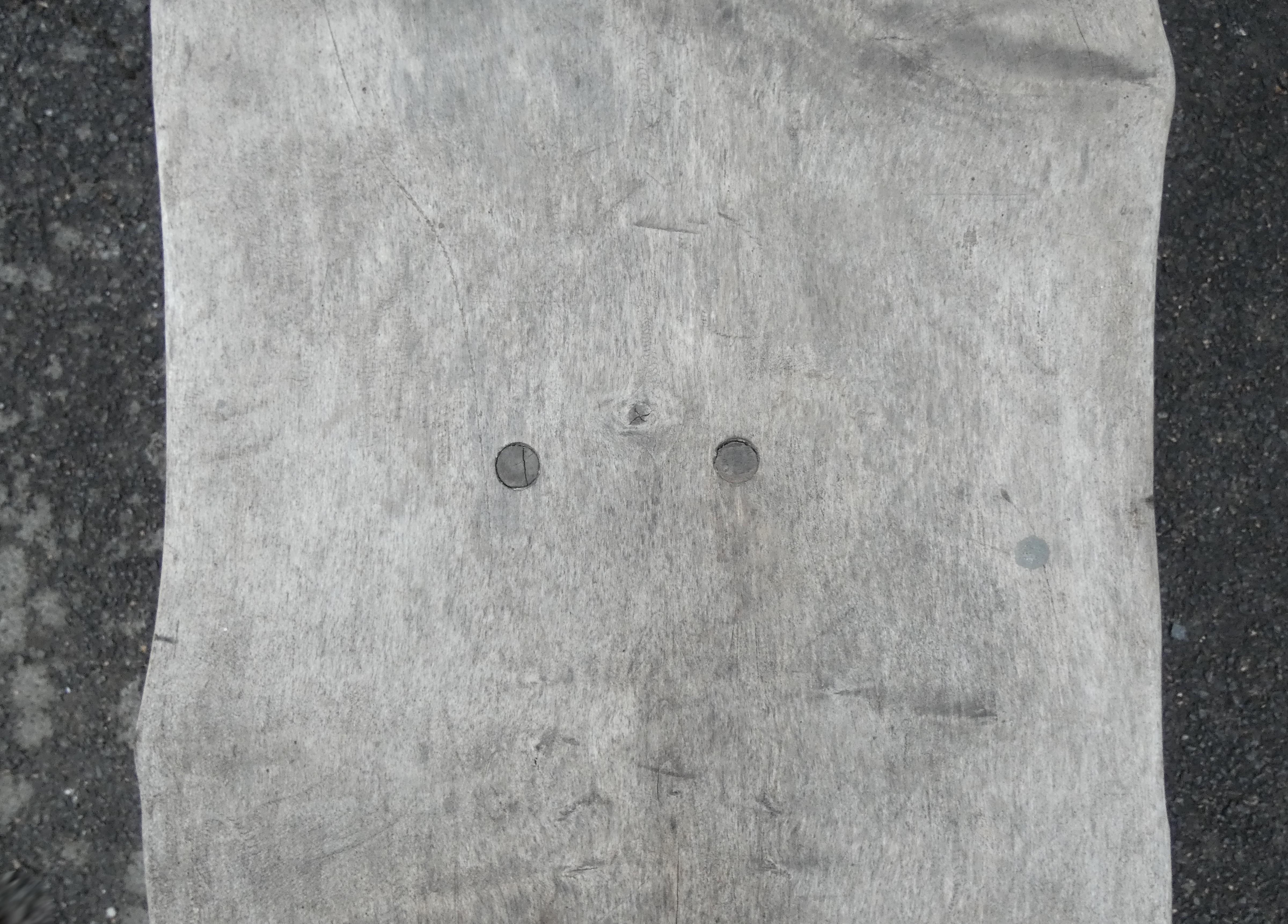 Old farm bench, bed end, in raw solid oak