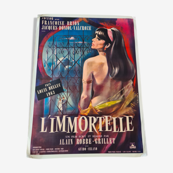 Ancienne affiche de cinéma entoilee 120x160 du film l'immortelle de 1963.