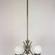 Vintage Czech Bauhaus style pendant light, tall, with opaline glass globes, 1940s