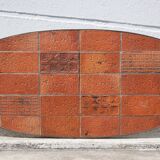 Jean Jaffeux coffee table, glazed lava stone table with wrought iron structure, 60's