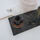 Lamp, Art Deco night light, dog on black marble base, pink globe. Year 30