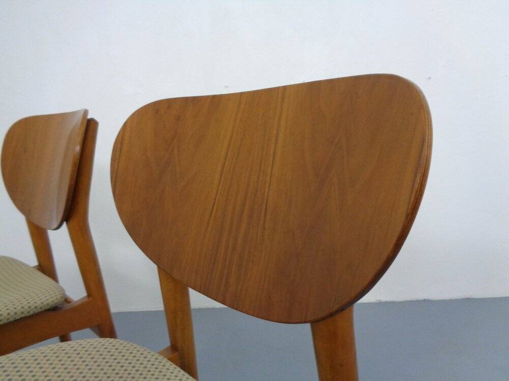 Dining Chairs in Walnut & Beech, 1960s, Set of 3