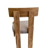 Chaise en bois massif avec assise aspect lin