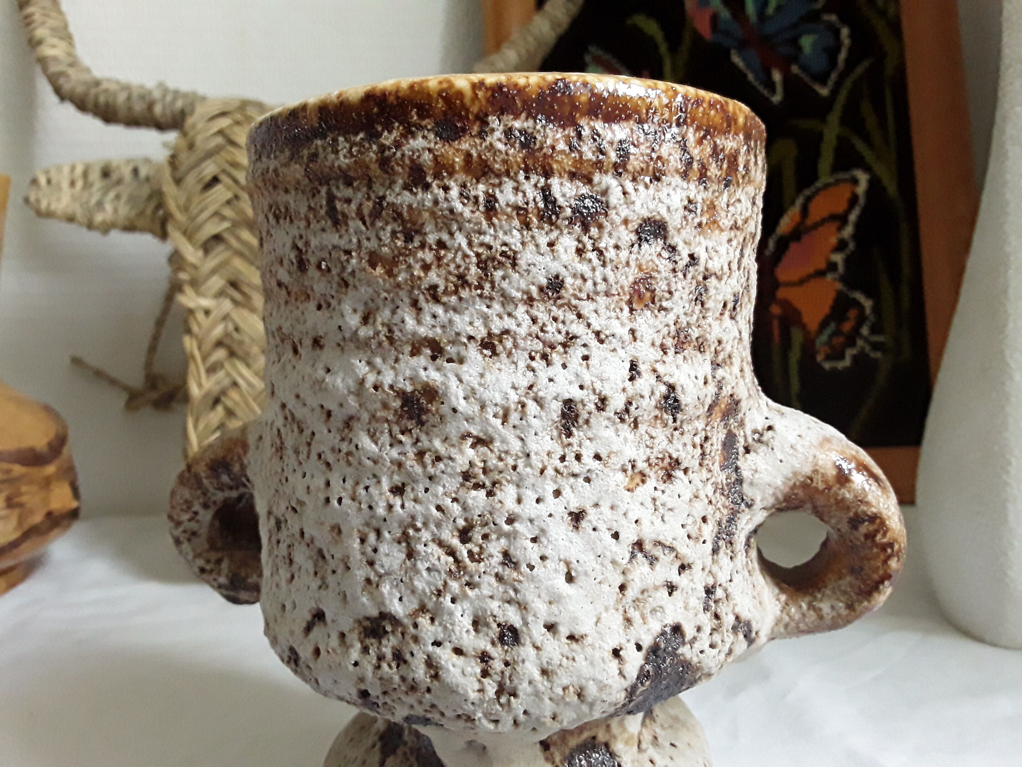 Vase vintage en grès forme libre 1970