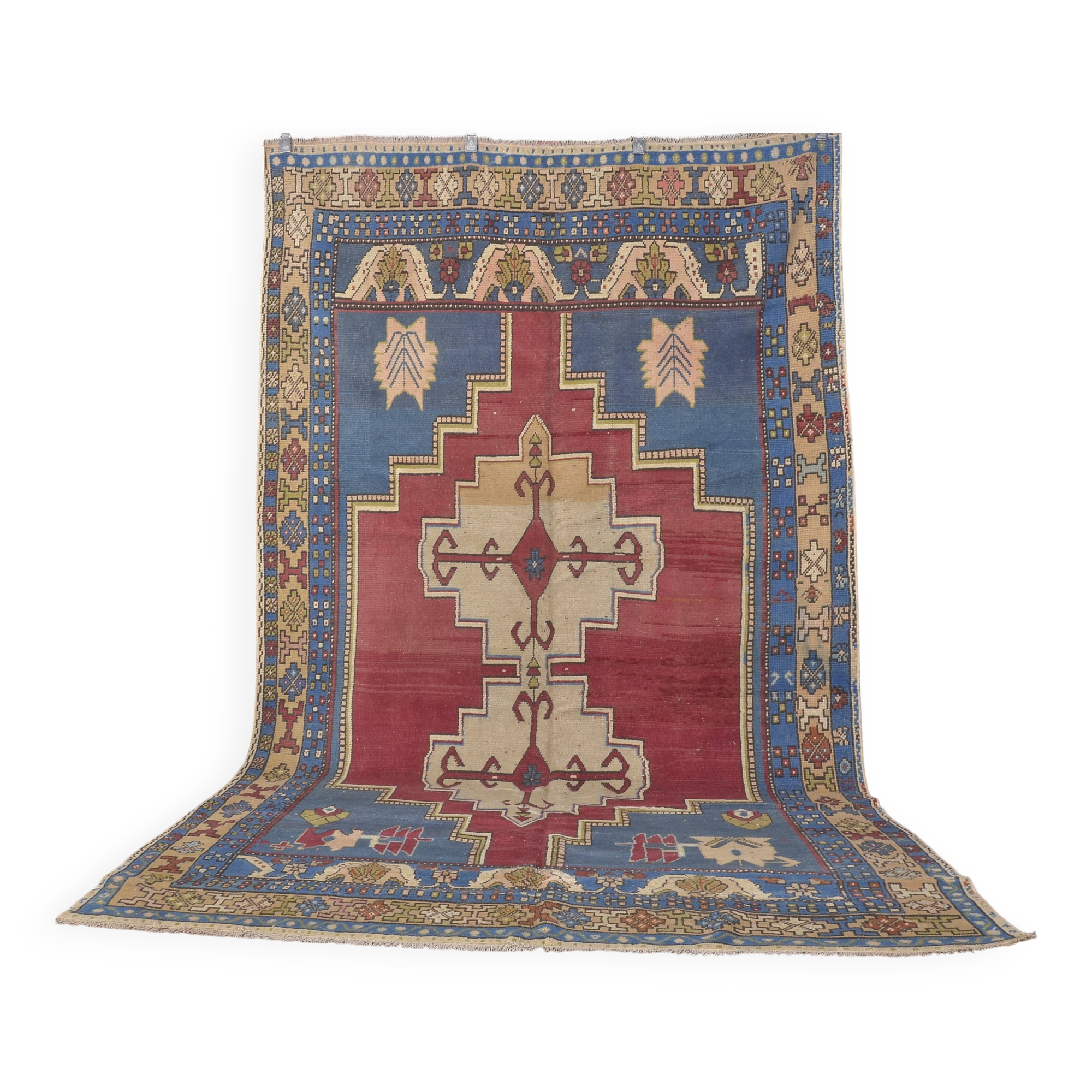 Oversize Handknotted Geometric Vintage Rug sku 1905