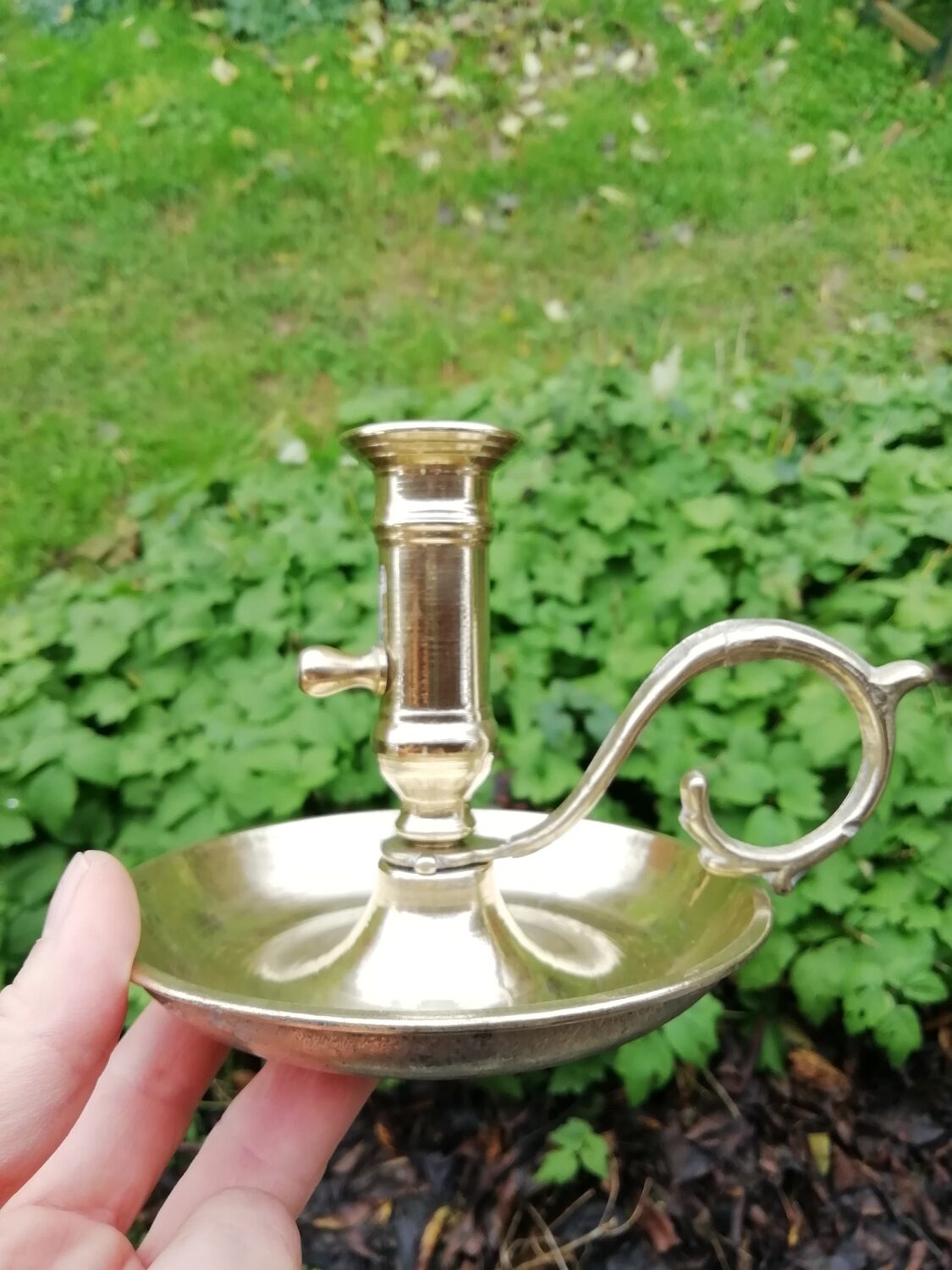 Pair of brass candle holders