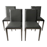 Lot of 4 leather chairs by baakal & ross