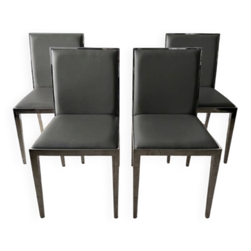 Lot of 4 leather chairs by baakal & ross