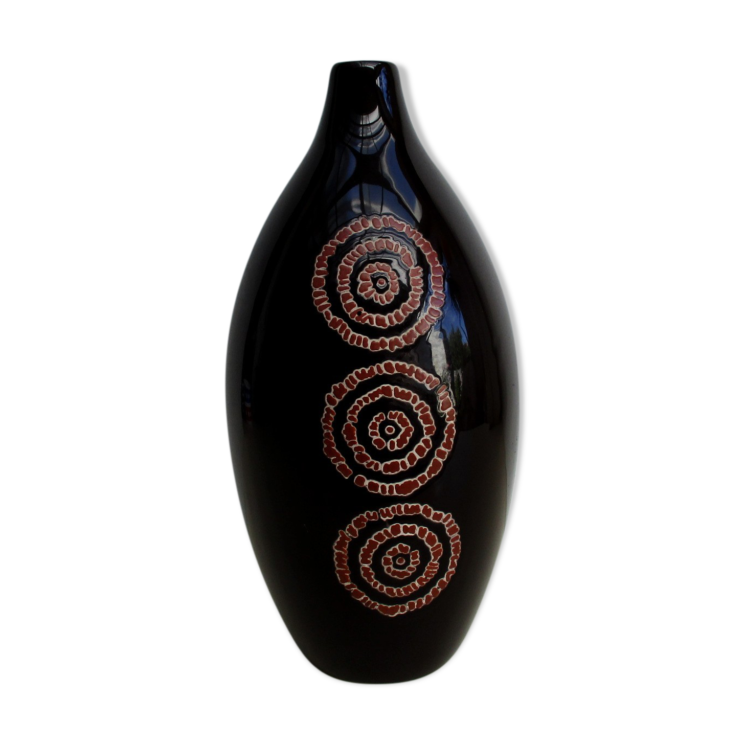 Large black ceramic vase