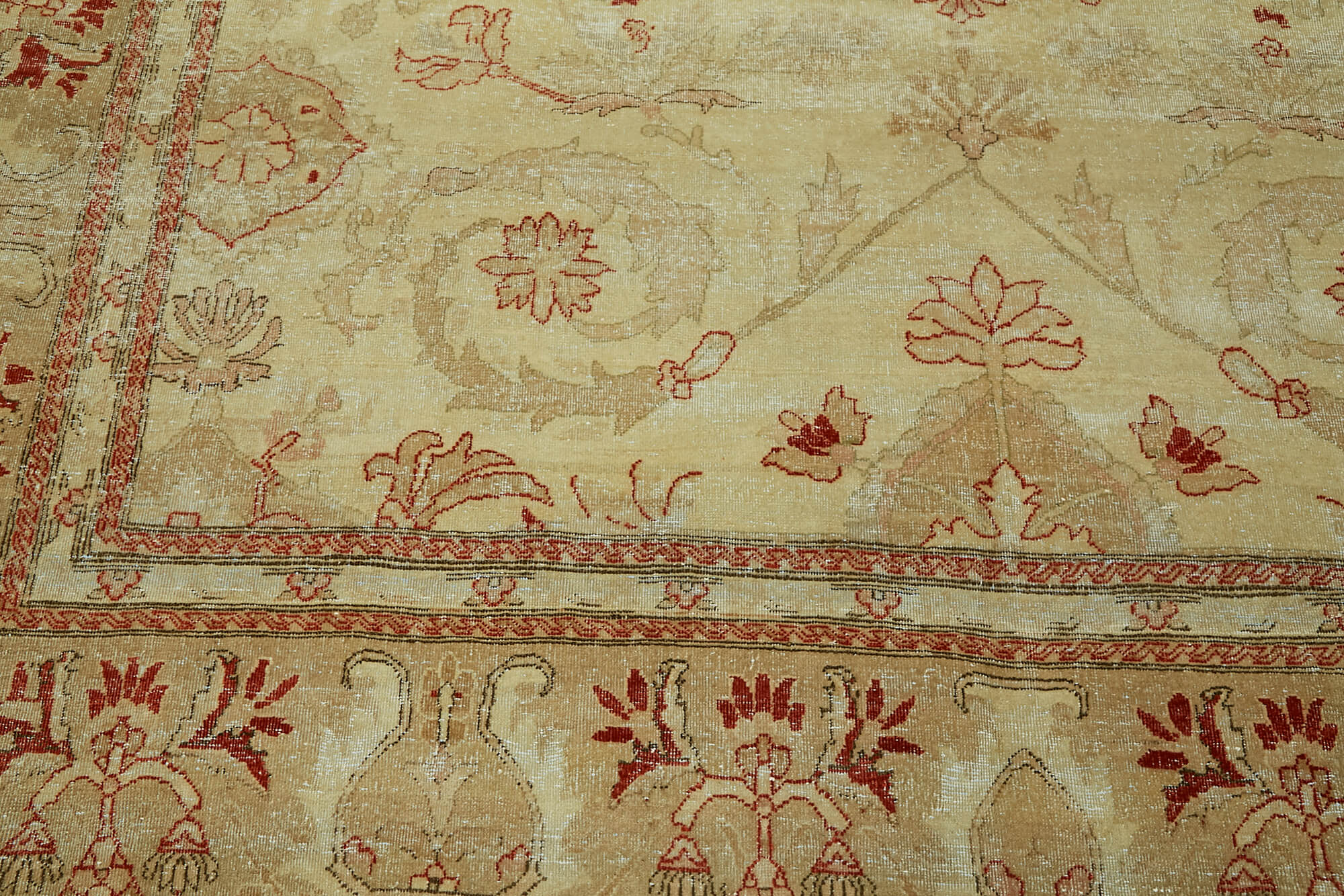 Hand-Knotted Anatolian One of a Kind 1970s 263 cm x 361 cm Beige Wool Carpet