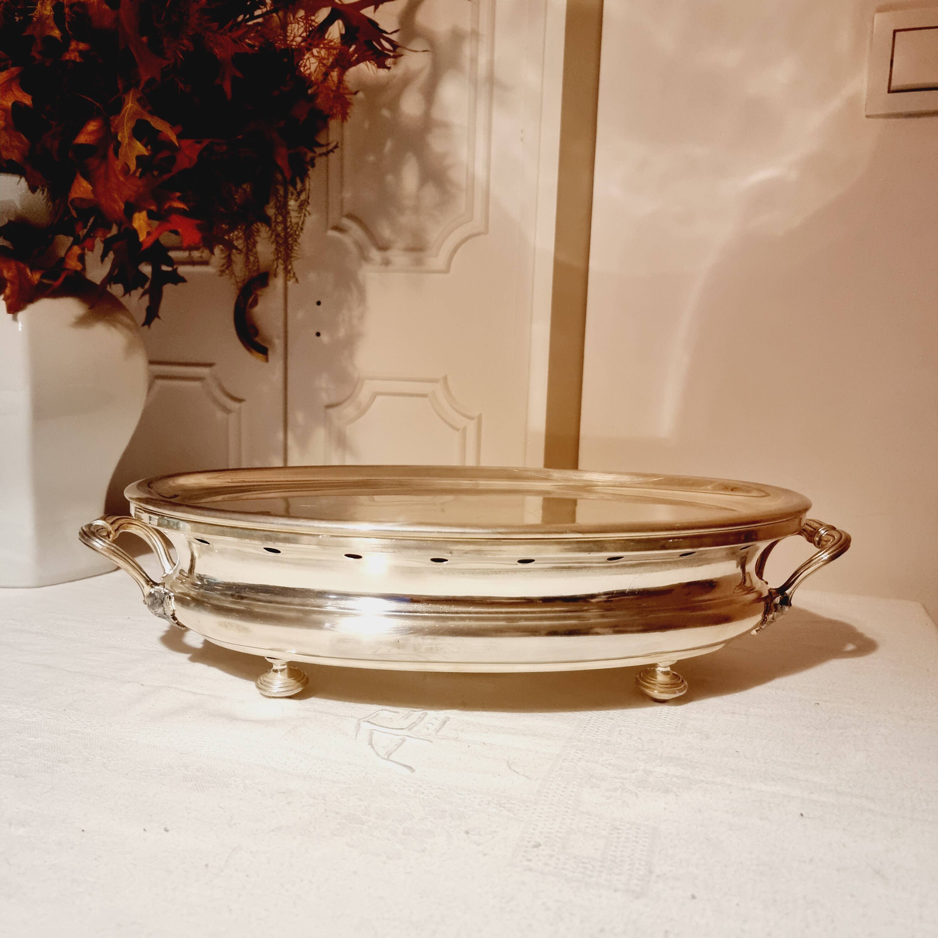Christofle Plate Warmer Silver Metal large oval format 19th century L'Alfenide et Gallia