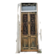 Front door of a house or building in the city centre, with a dolphin door knocker and frame + transom.
