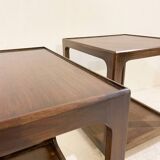 Mid-Century Pair of Side Tables with Wheels, Wood, 1960s