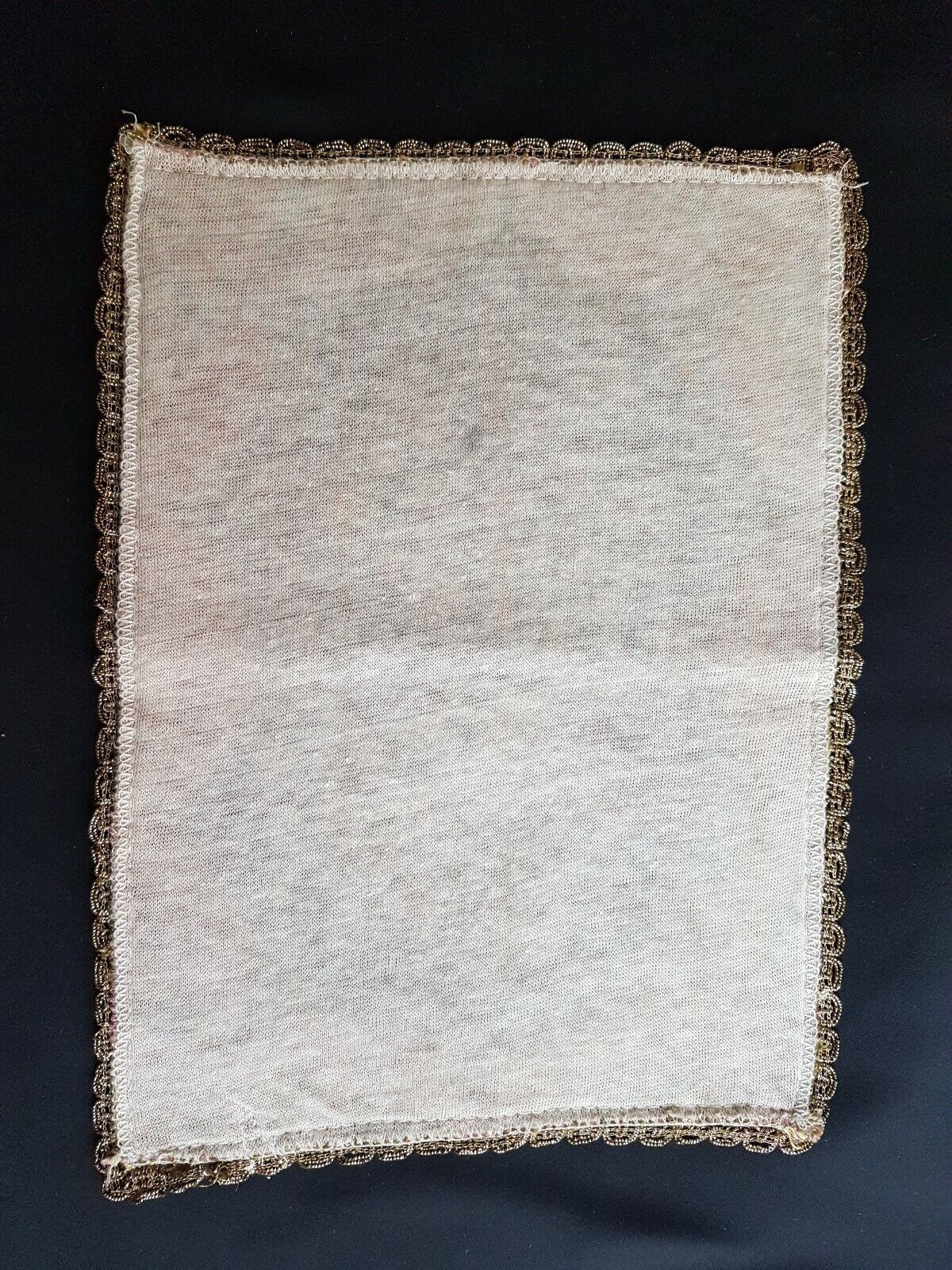 Velvet placemat embroidered with flowers enhanced with golden threads Napoleon III era