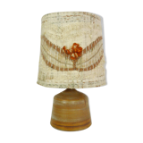Vintage stoneware lamp and wool lampshade, year 60