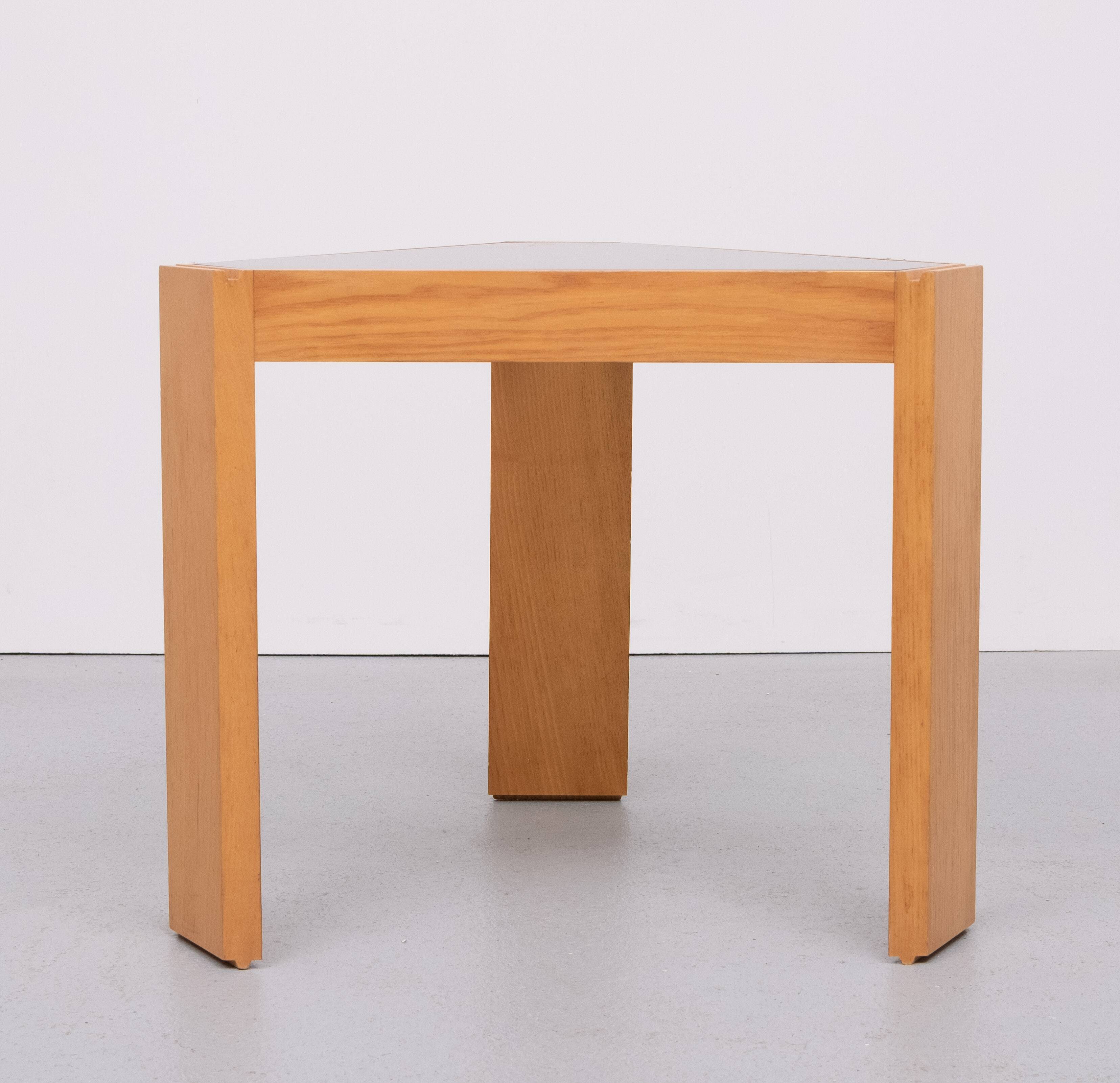 Porada Arredi Beechwood Smoked Glass side tables 1970s Italy
