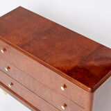 Chest of drawers amboine magnifying glass gilding  circa 1940s