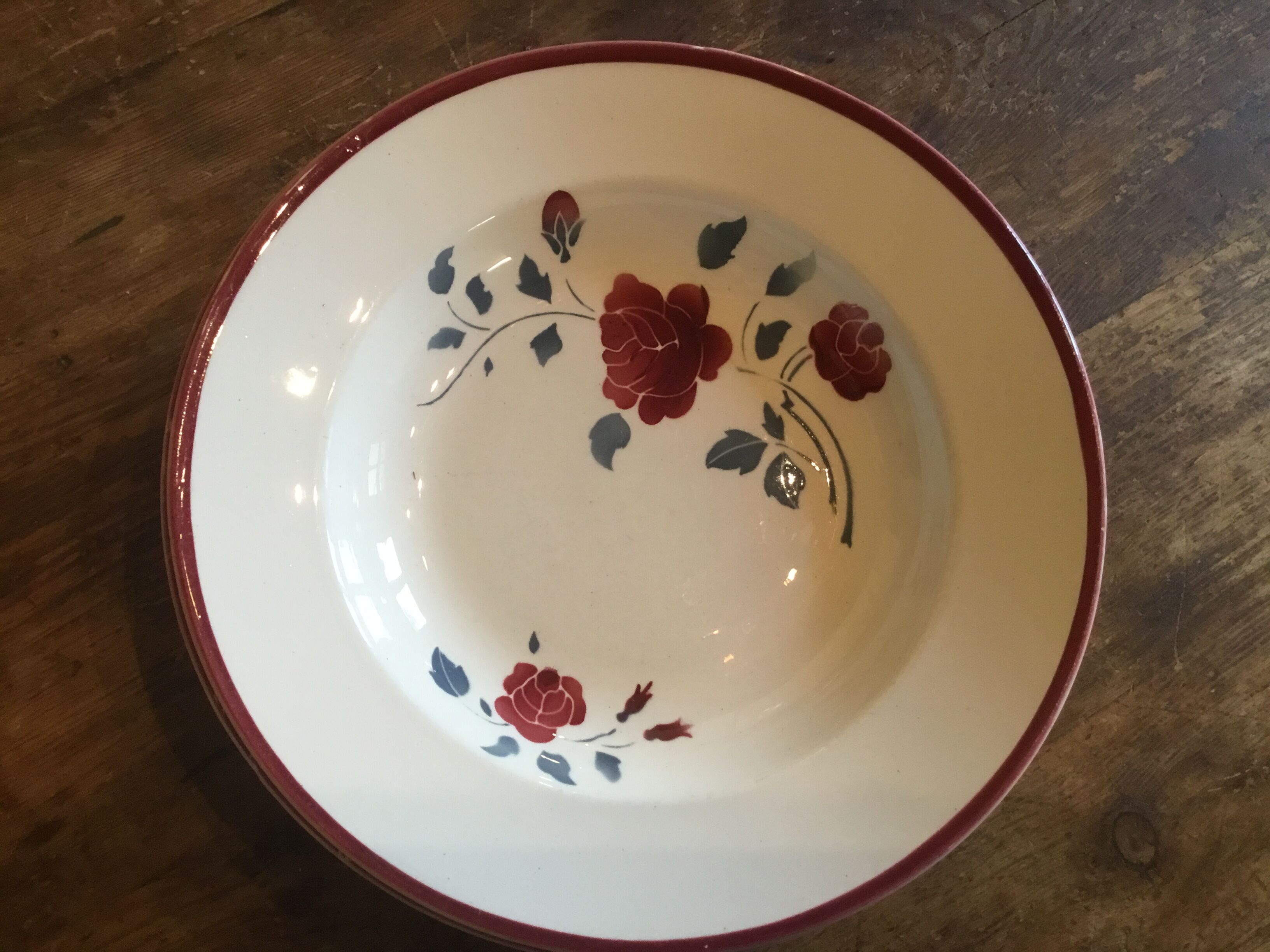 6 plates "roses" Badonviller