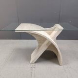 Sculptural vintage travertine console table, 1970s