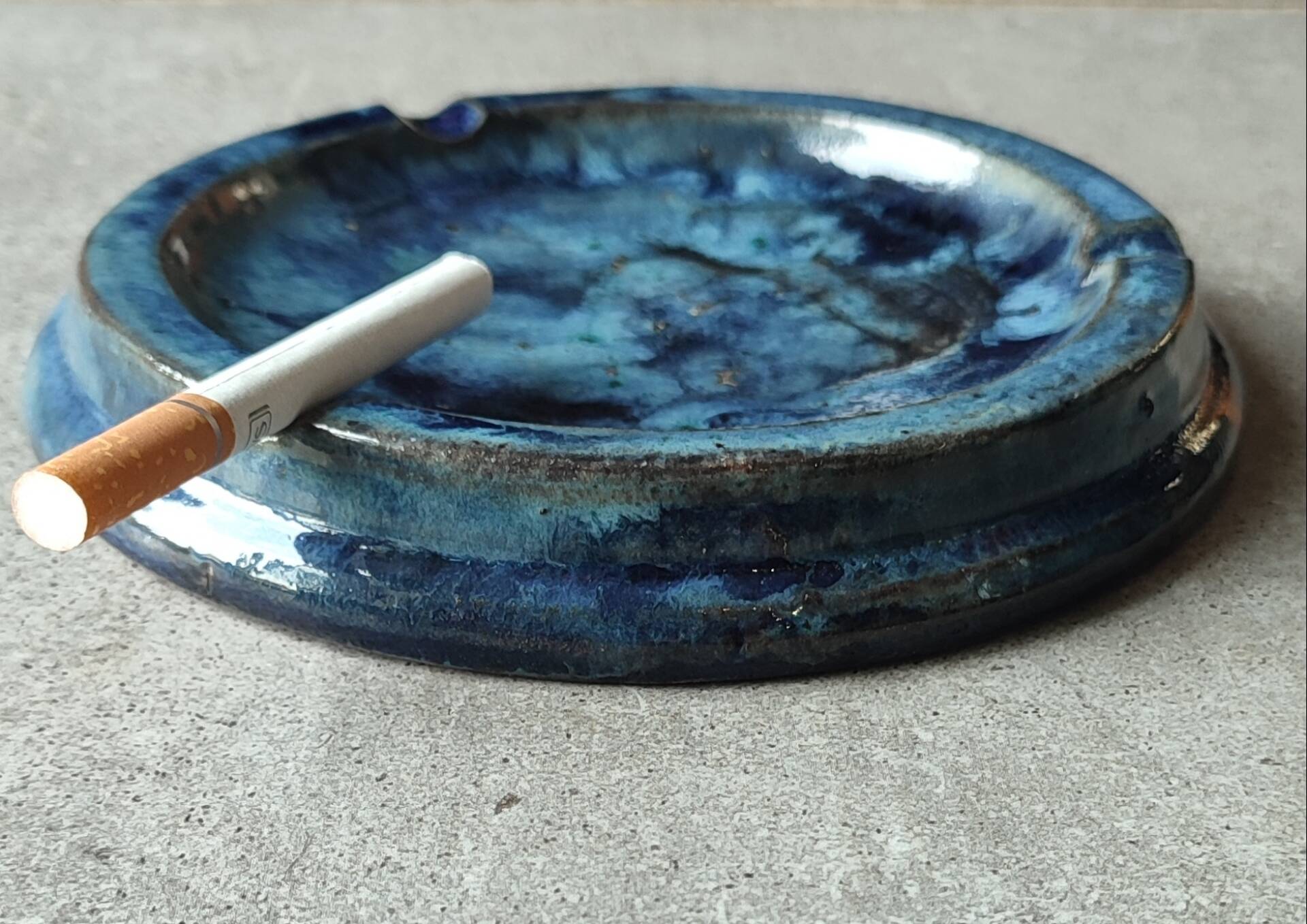 Vintage glazed terracotta ashtray by Eugène Alaphilippe (Verneuil-