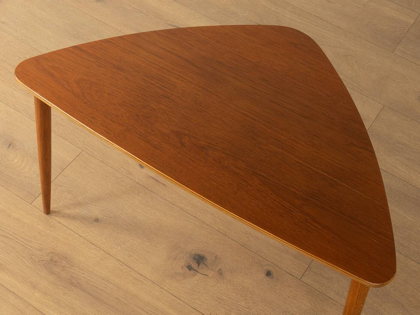 Elegant side table from the 1960s with triangular silhouette, teak wood