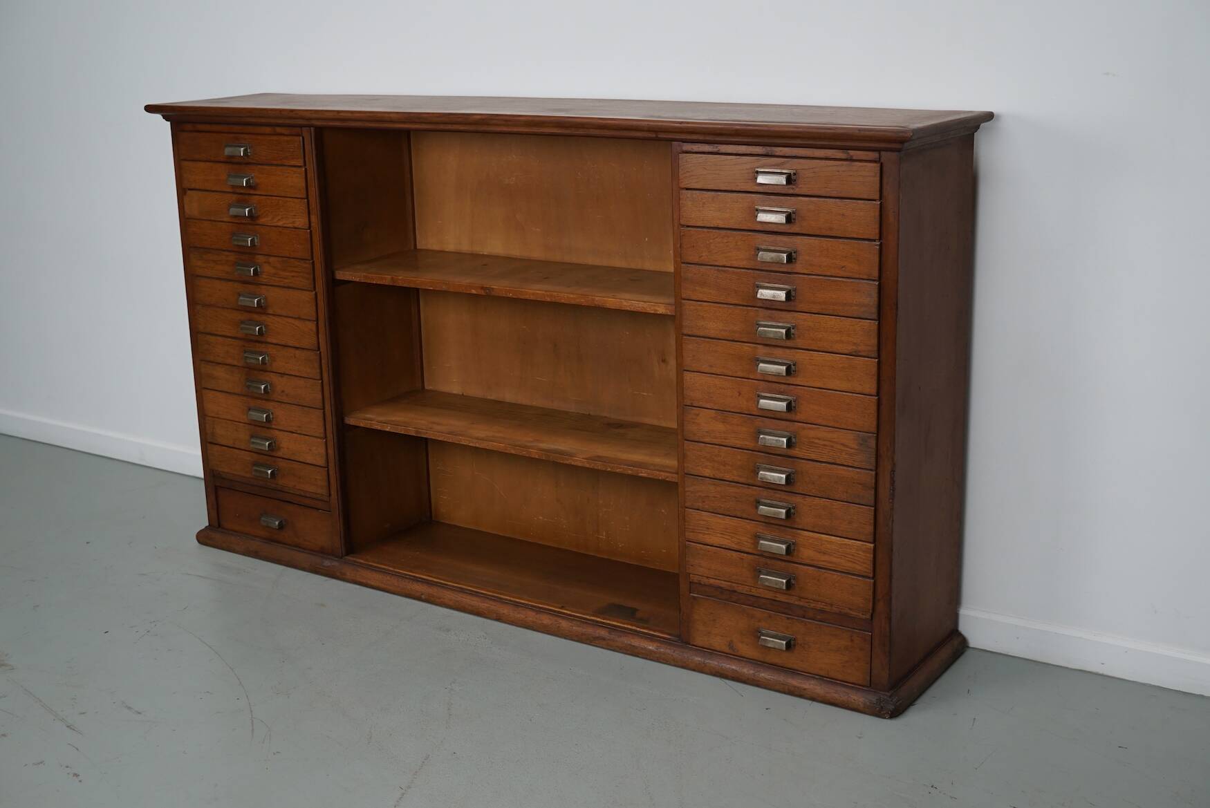 Vintage Dutch Oak Apothecary Sideboard / Filing Cabinet, 1950s