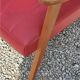 Fauteuil vintage des années 50 pieds compas moleskine rouge