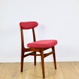 Vintage Hałas upholstered chair in raspberry strawberry vintage colour