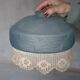 Blue glass lampshade, Art Deco pendant, vintage ceiling lamp.
