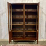 Louis XVI style bookcase in mahogany and marble top from the 70s