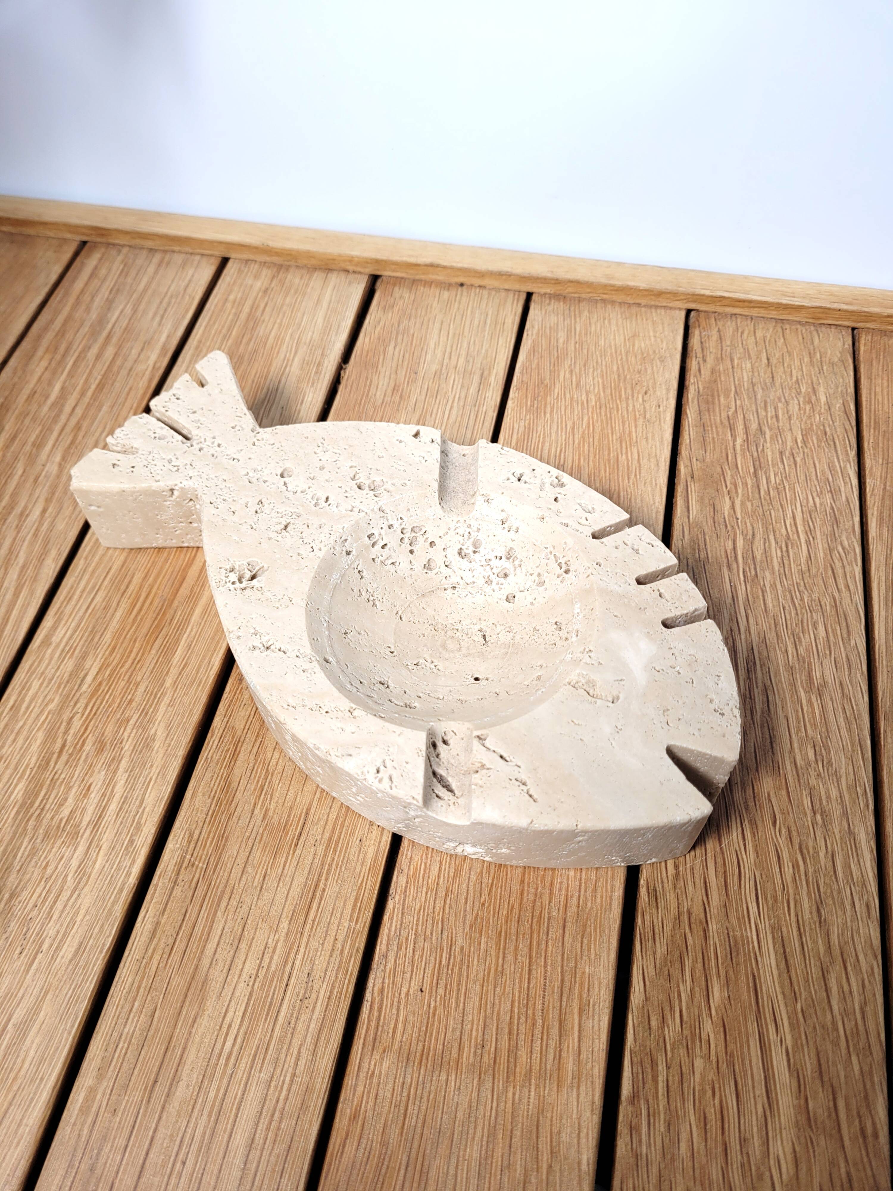 Empty ashtray travertine marble pocket 1970