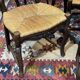 Set of 7 Louis XV style beech chairs with straw seats.