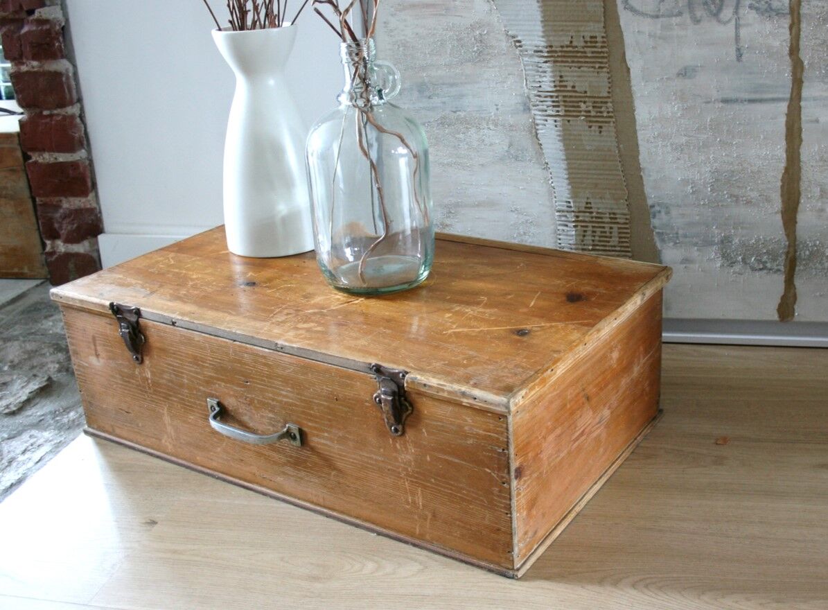 Old wooden travel chest