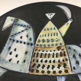 Plat décoratif en grès émaille, "varite", lisa larson,  gustavsberg, 60's