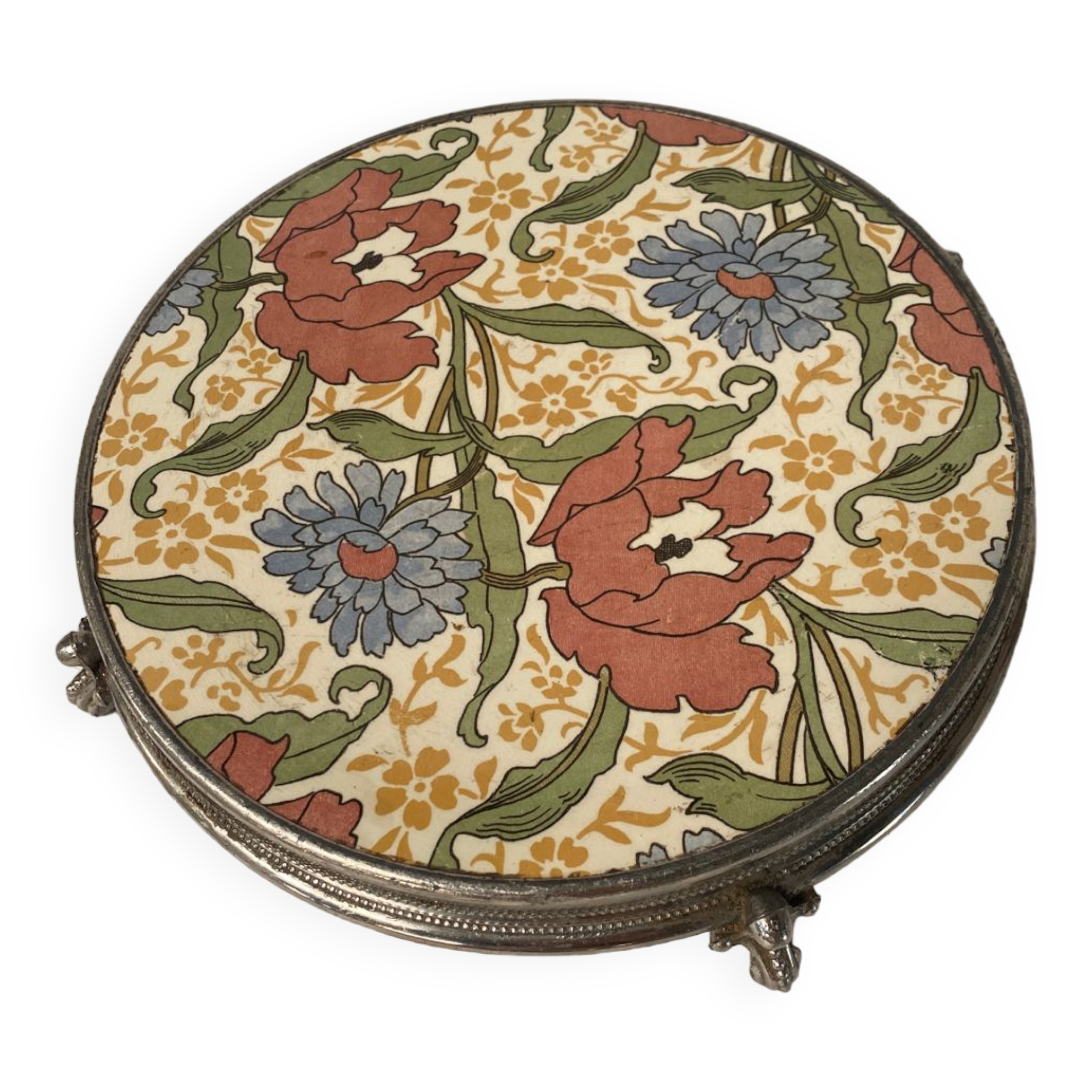Sarreguemines earthenware trivet with art deco pattern