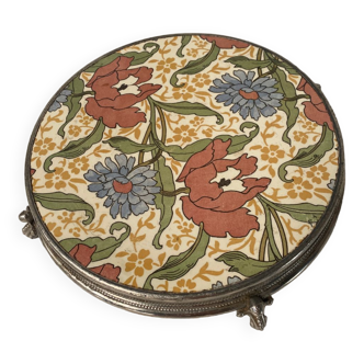 Sarreguemines earthenware trivet with art deco pattern