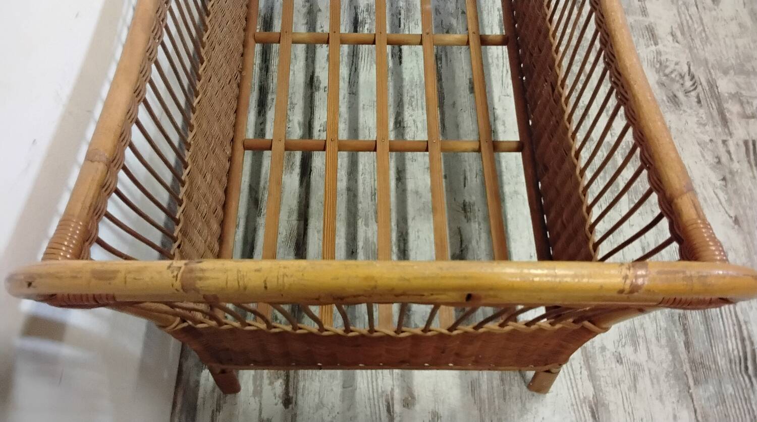 Vintage rattan children's bed