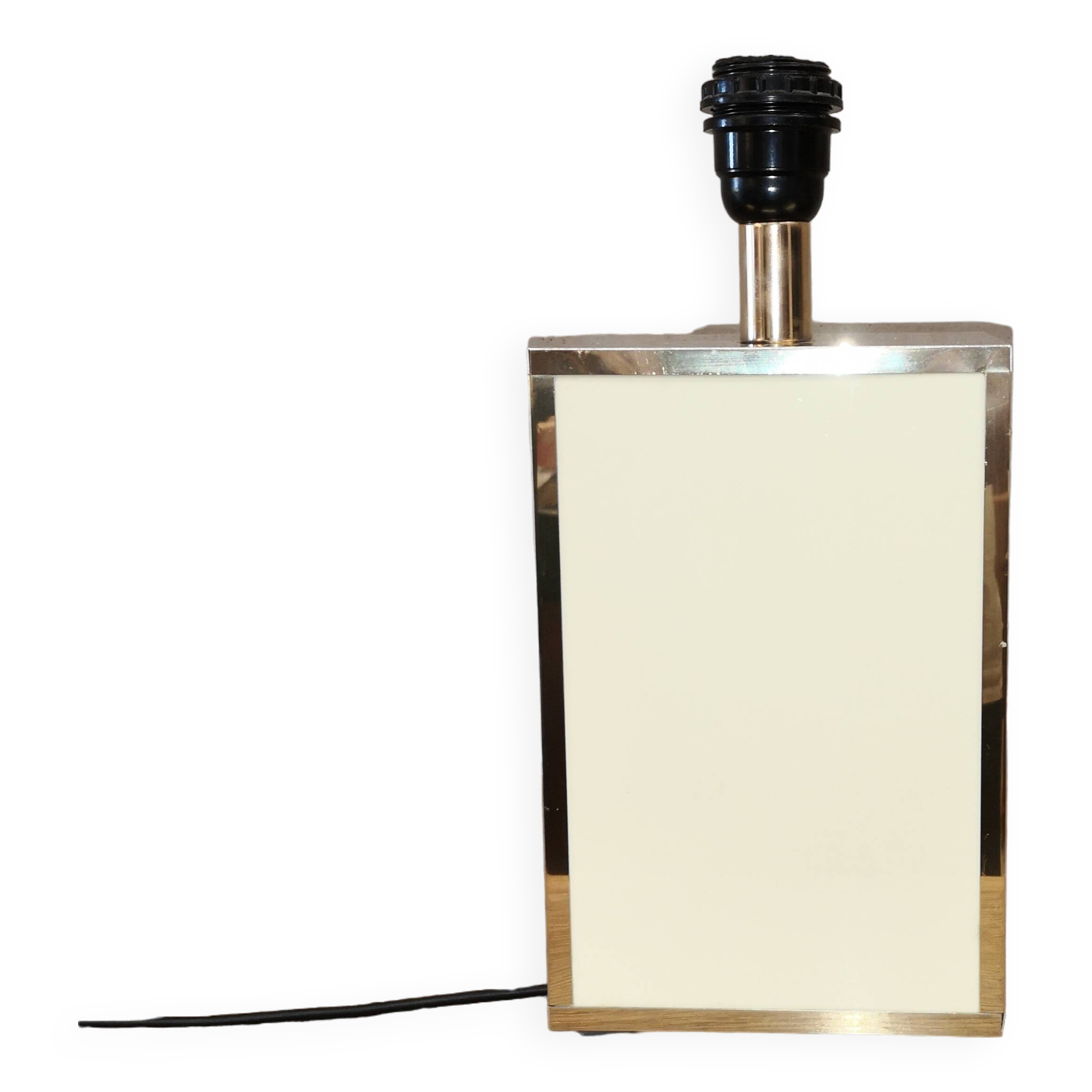 Lampe laquée blanc et laiton guy lefevre vintage 1970