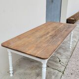 Rustic oak bistro farm table with louis philippe legs - 2m