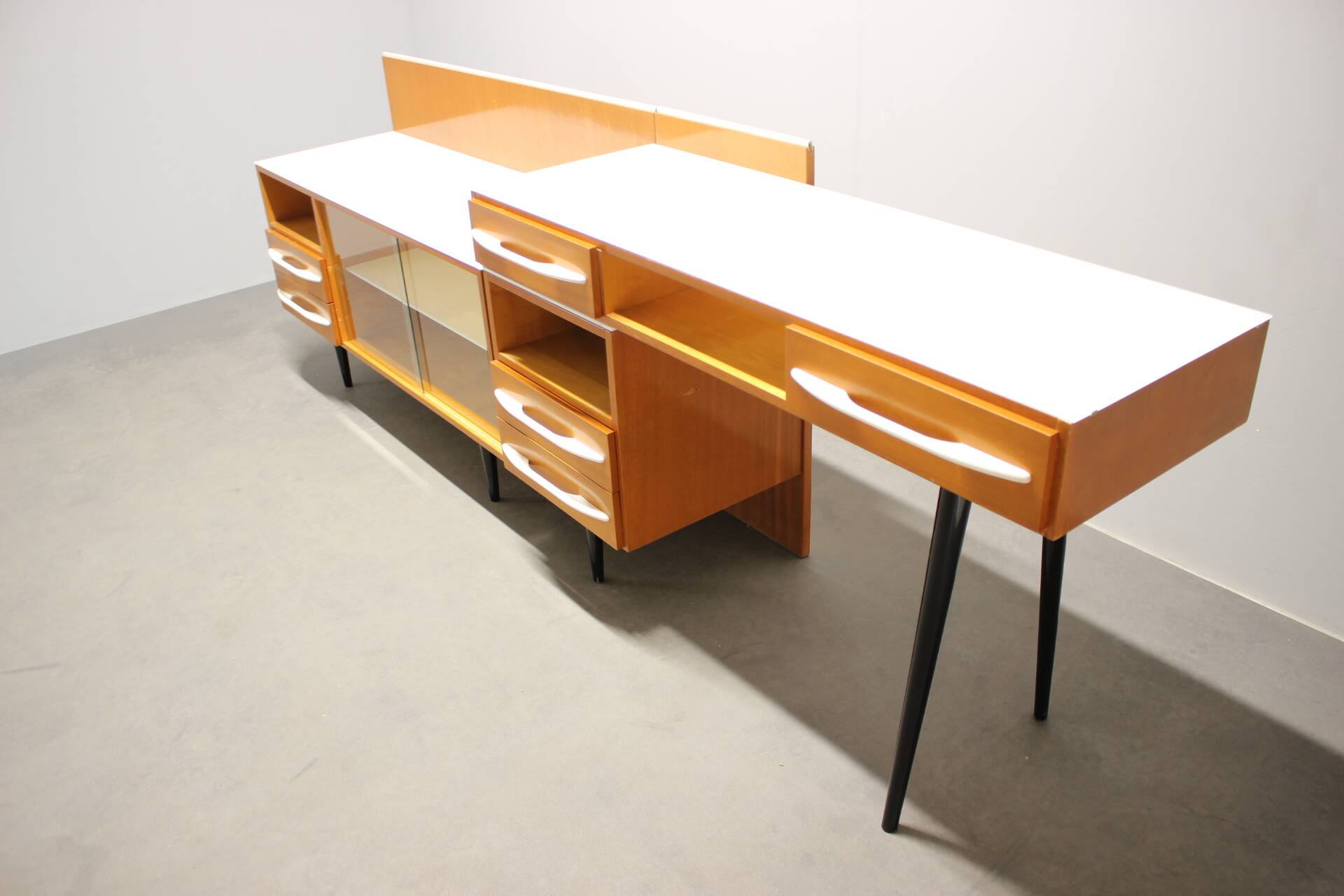 Modular desk and mid-century storage unit by Mojmír Požár, UP Závody, 1960s