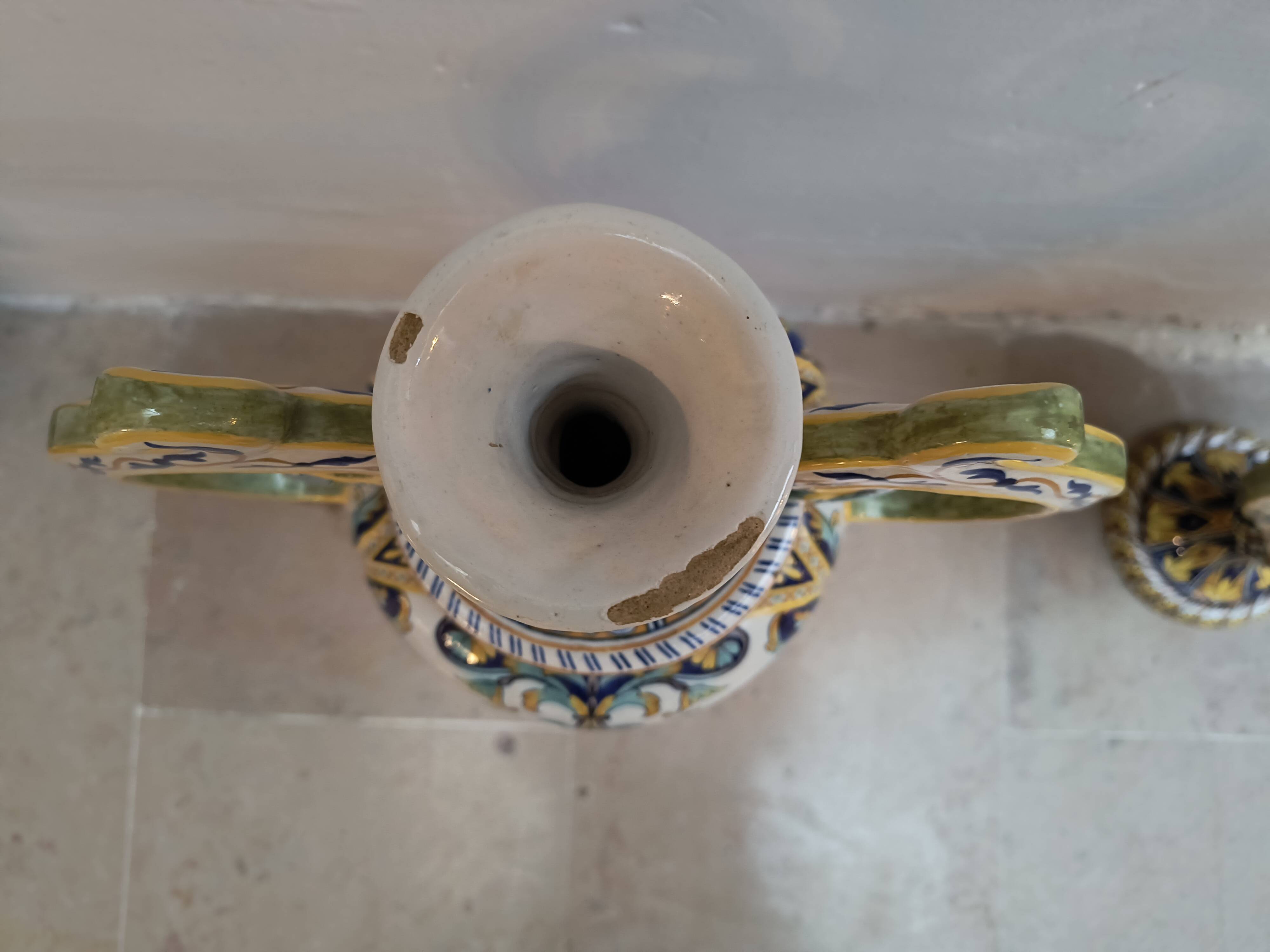 2 vases with double handles - faience from Desvres 1900