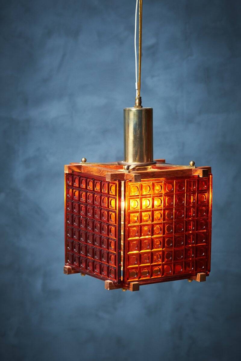 Mid-Century Suspension in Orange Crystal, Denmark