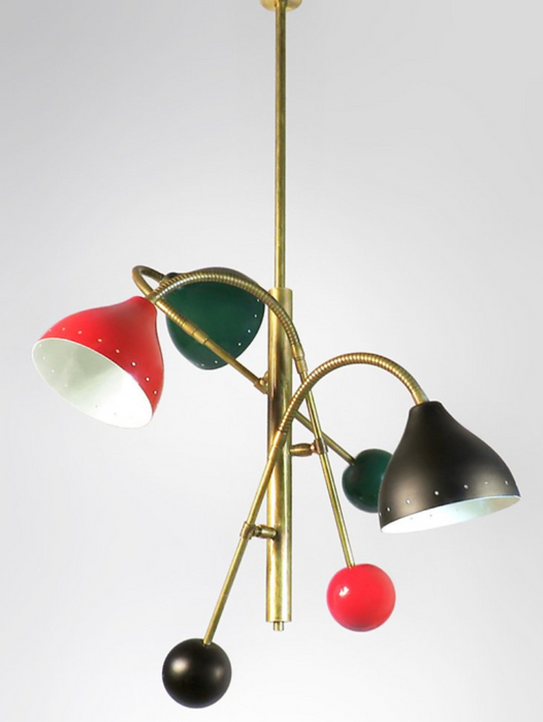 Italian Moon Chandelier with 3 Arms Articulable Multicolor