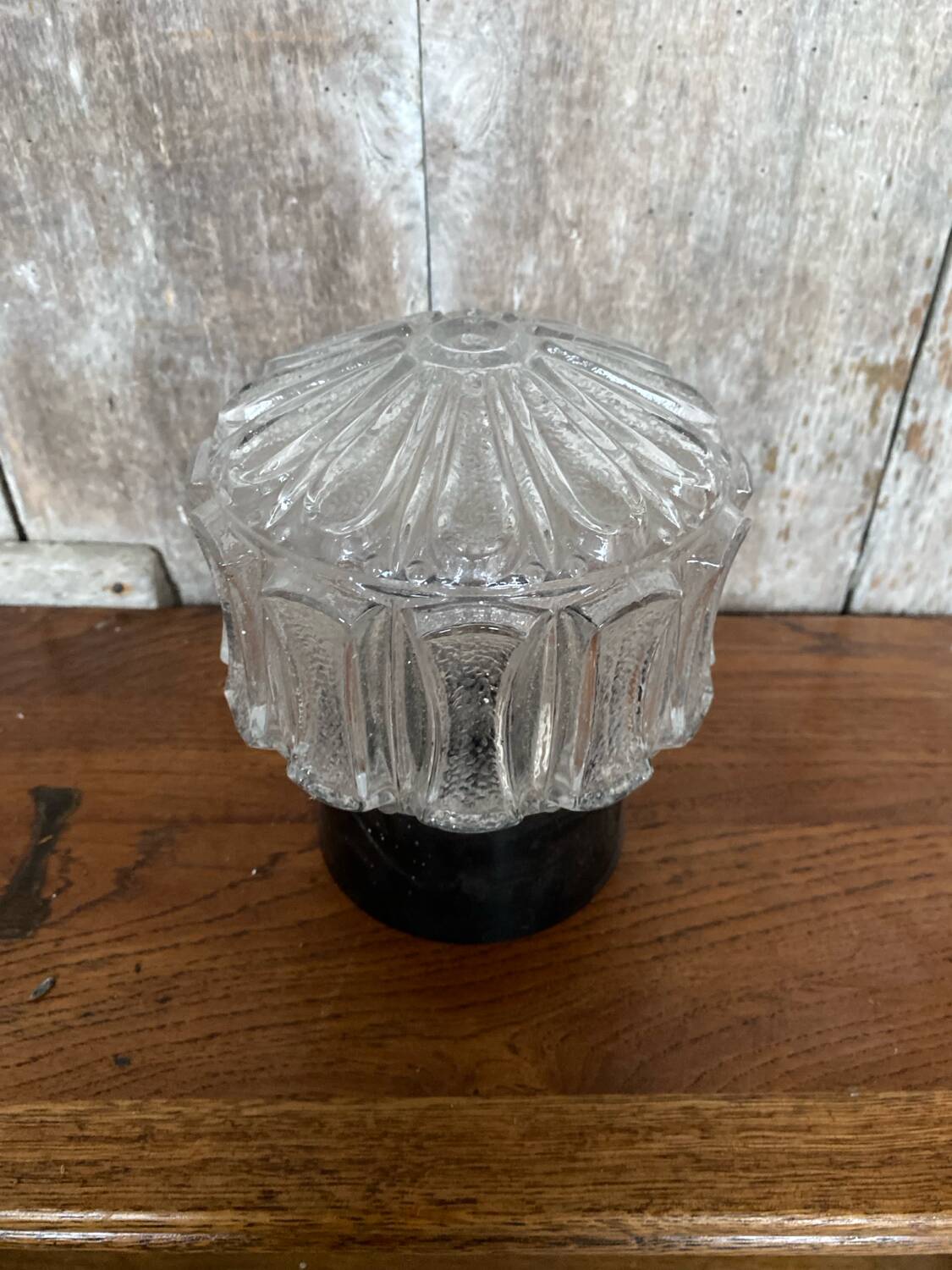 Antique Vintage Black Bakelite Mold Glass Ceiling Light