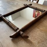 Miroir en bois faux-bambou