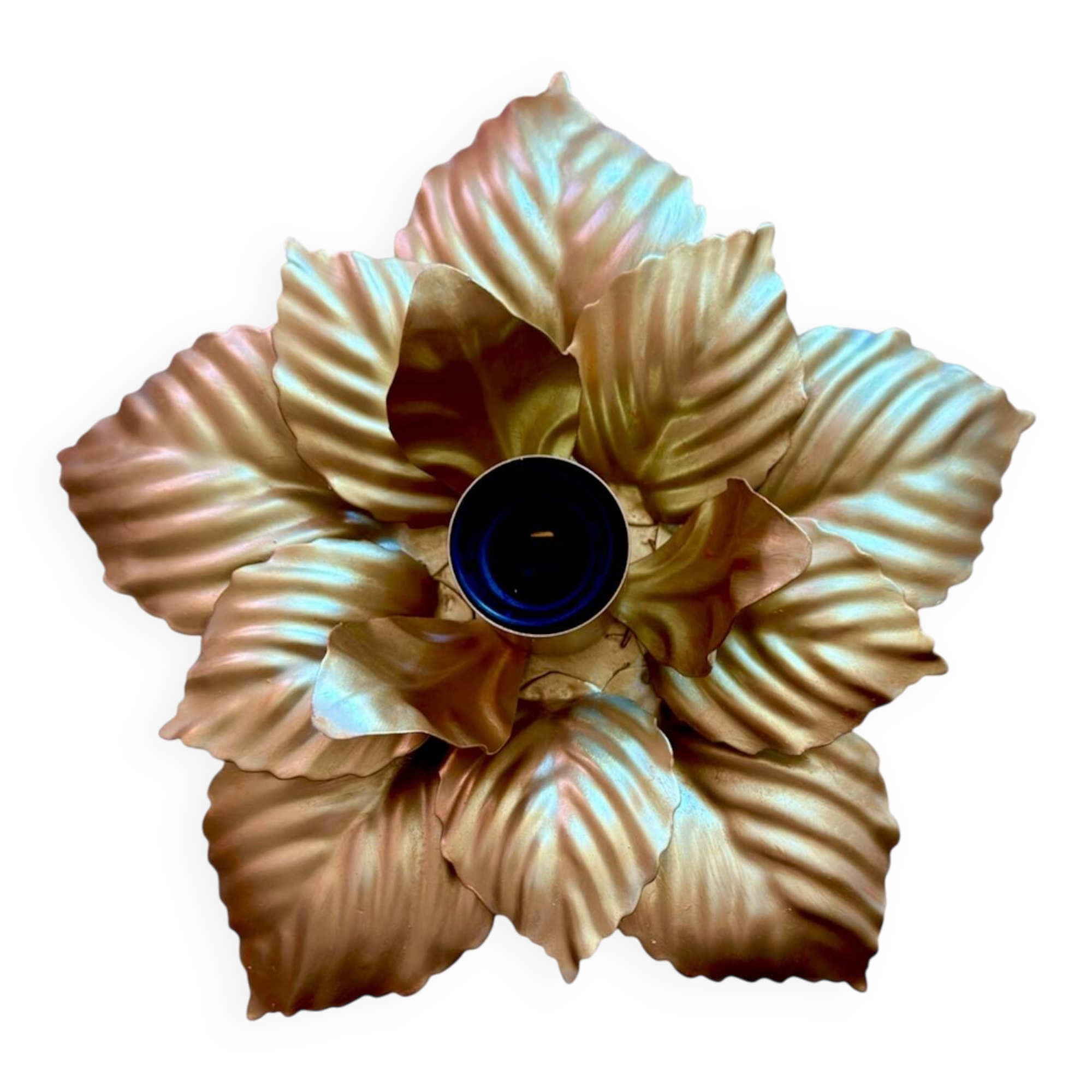 Applique ou plafonnier vintage fleurs feuilles doré