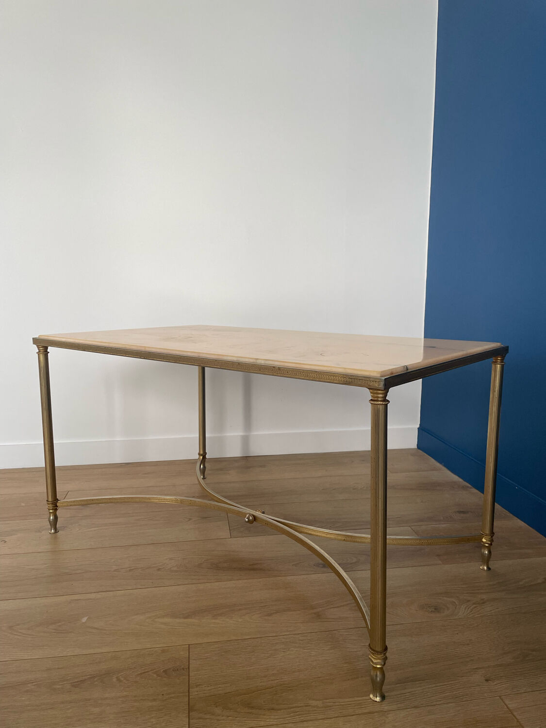 Marble and brass coffee table
