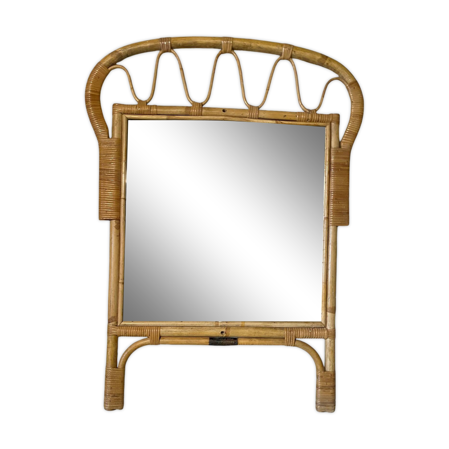 Vintage rattan mirror from the 1960s